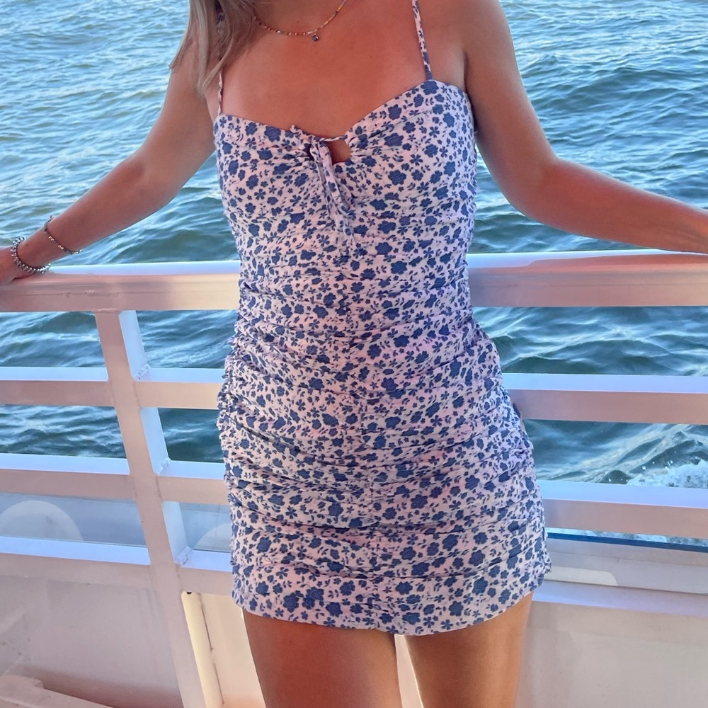 Blue and White Floral Dress